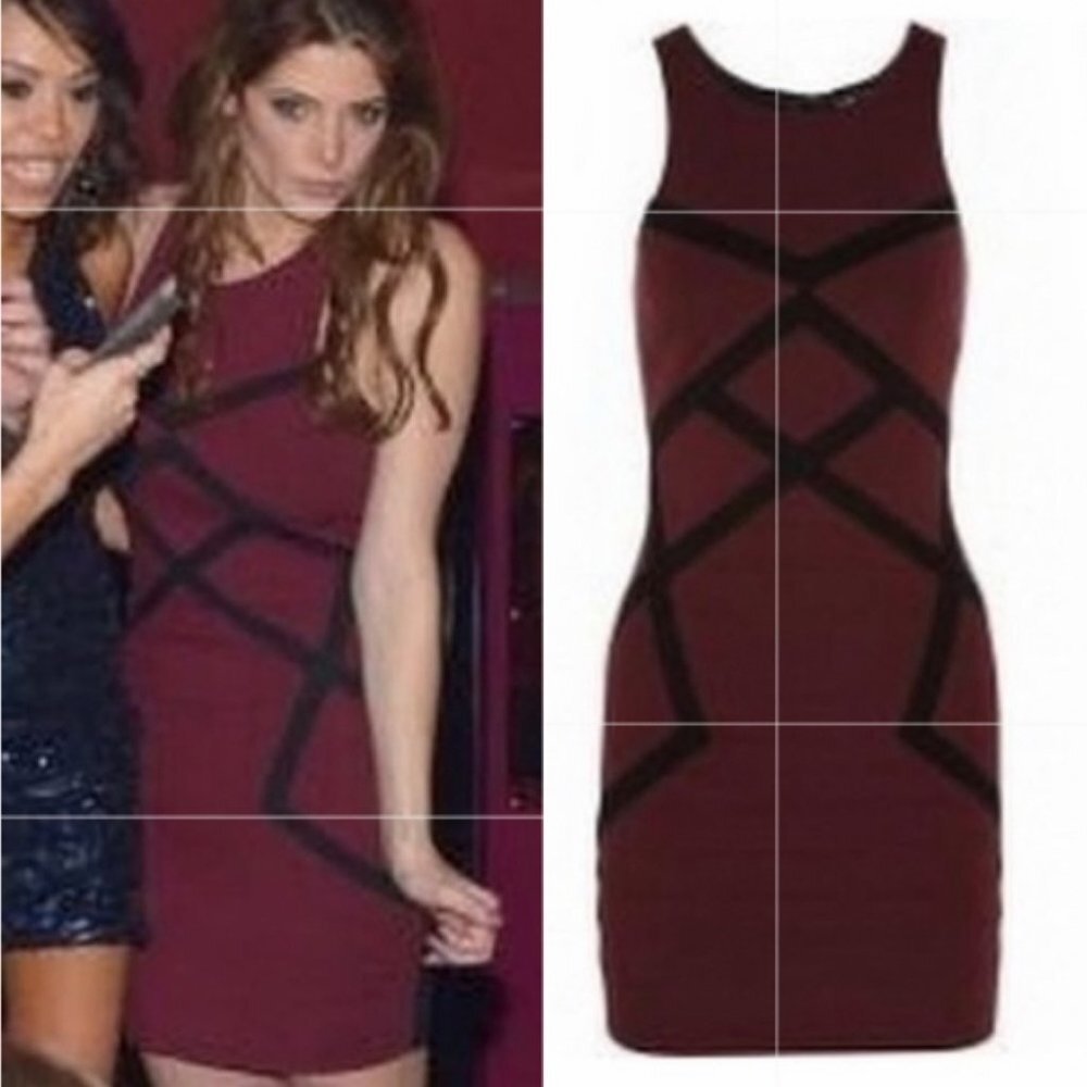 Maje Maroon‎ Bodycon Dress Destinee Two Toned  Burgundy Size Small Raw Edge Boho